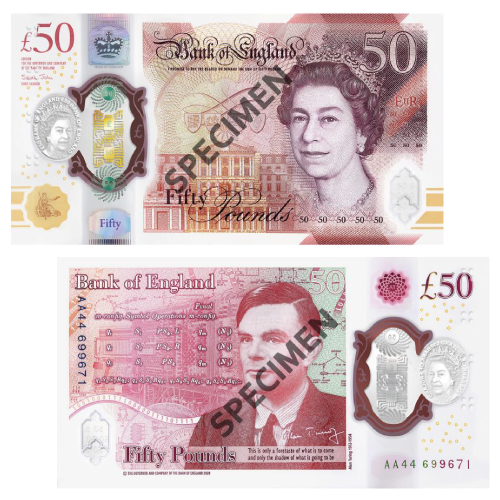 旧イギリスポンド紙幣とコイン